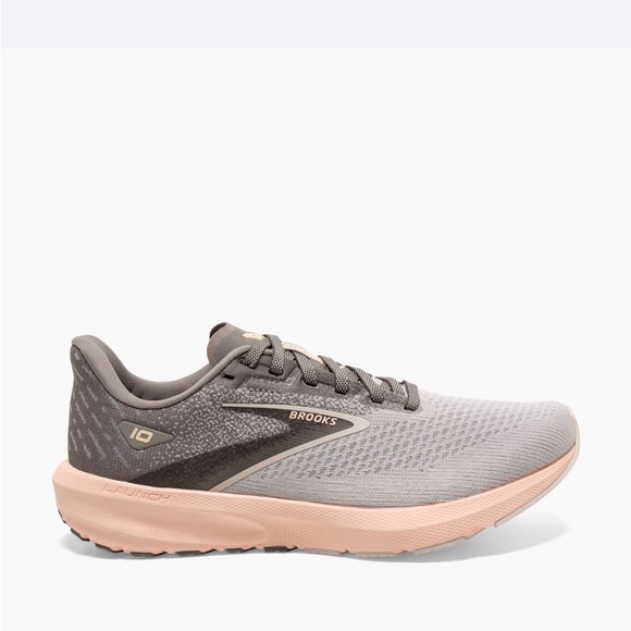 Brooks Launch 10 womens 7.5 grey/crystal grey/pale Peach colorway breathable run - Picture 1 of 10